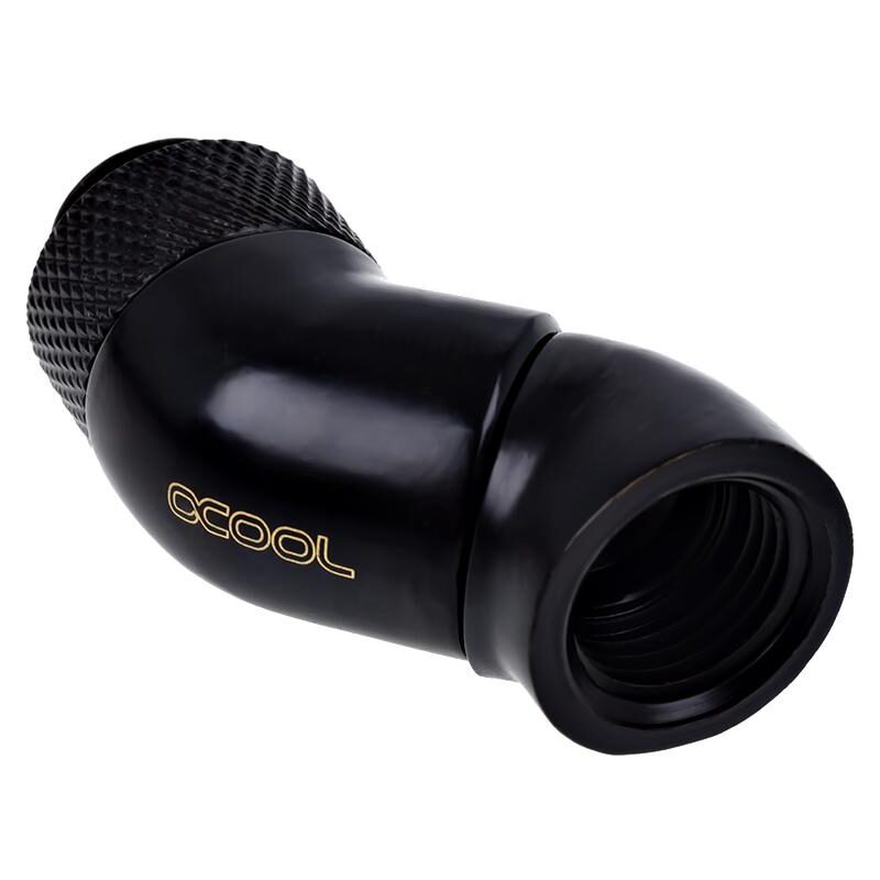 Ъглов адаптер Alphacool Eiszapfen, 2 x 45°, G1/4 външна към G1/4 вътрешна резба, Черен мат