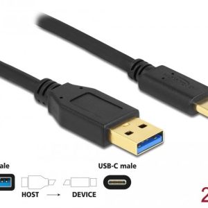 Кабел Delock SuperSpeed, USB-A мъжко - USB-C мъжко, (USB 3.2 Gen 2), 10 Gbps, 2 м - Image 2