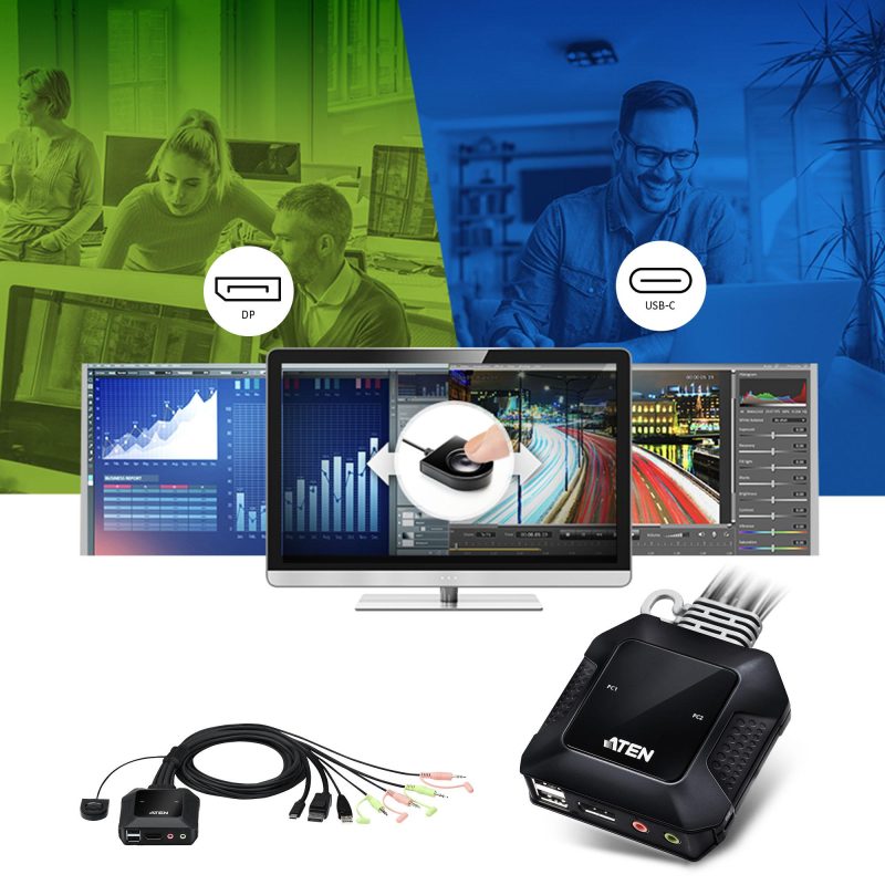 Превключвател KVM ATEN CS52DP, Дву портов USB-C DisplayPort - Image 4
