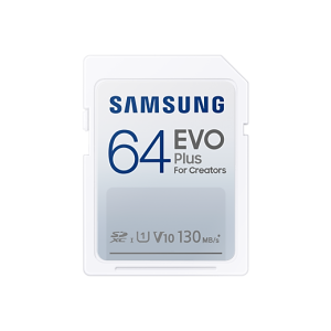 Карта памет Samsung EVO Plus, SD Card, 64GB, Бяла