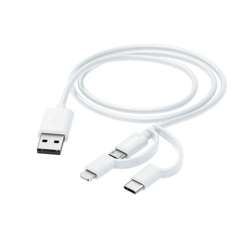 Кабел HAMA 3 в 1, USB-A - Micro-USB, USB-C и Lightning, 201535 - Image 2