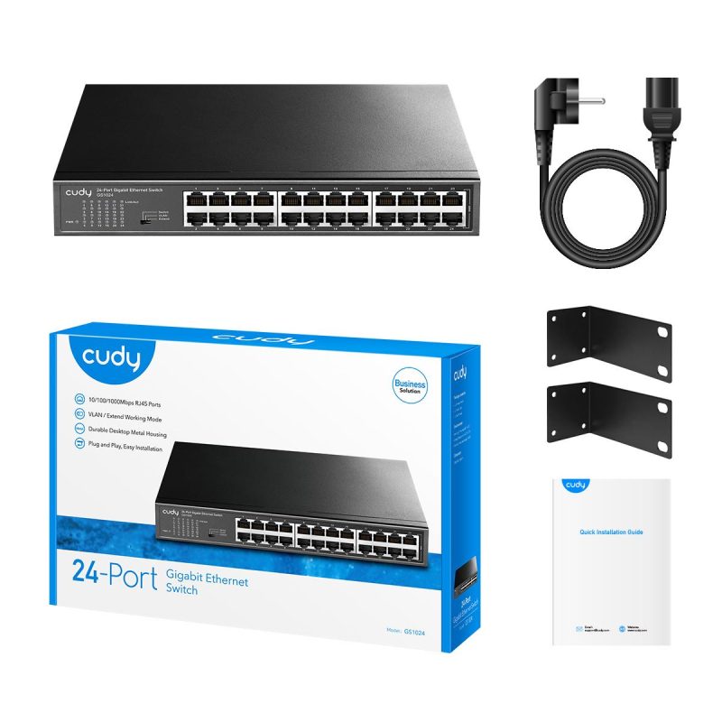 Суич Cudy GS1024, 24 портов, 10/100/1000, Auto-MDI/MDIX, за 19" rack - Image 4