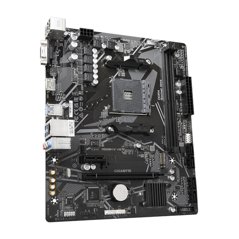 Дънна платка GIGABYTE A520M K V2, Socket AM4 - Image 2