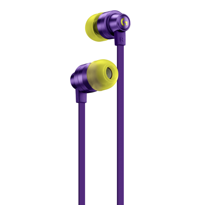 Геймърски слушалки с микрофон Logitech G333 In-ear 3.5 mm + USB-C adapter, тапи жични, лилави - Image 2