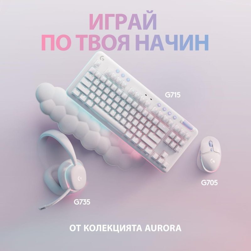Безжична геймърска механична клавиатура Logitech G G715, TKL, Tactile, RGB LED, US Layout, бяла - Image 12