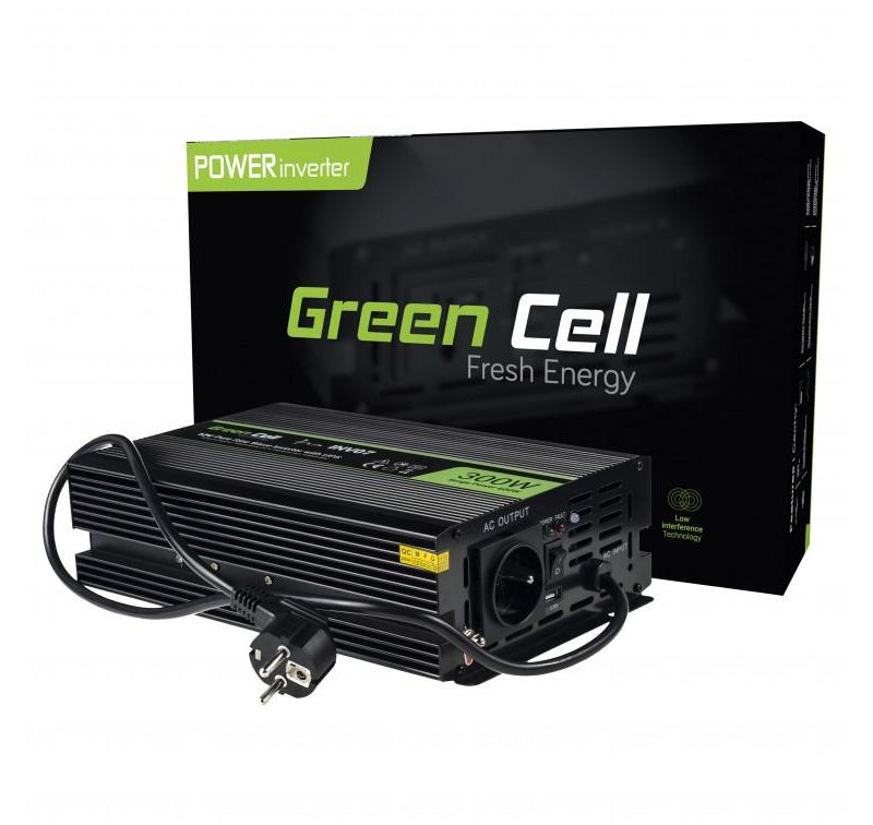 Инвертор UPS GREEN CELL, 12V, 300W/600W, Pure Sine Wave