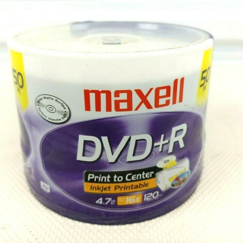 DVD+R MAXELL, 4,7 GB, 16x, Printable, 50 pk cake box