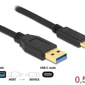 Кабел Delock USB-C мъжко - USB 3.2 A мъжко, 0.5 м
