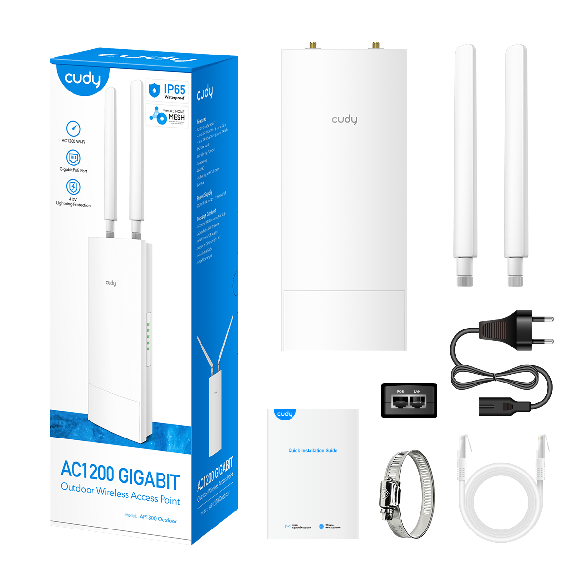 Access Point Cudy AP1300-Outdoor, AC1200, 2.4/5 GHz, 300 - 867 Mbps, 1×Gigabit WAN/LAN, PoE - Image 4