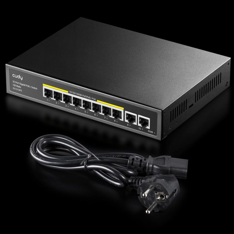 Суич Cudy GS1010PE, 8 портов, 10/100/1000, PoE 120W, 2 x Uplink порта - Image 3