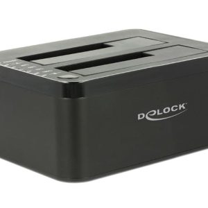 Външна докинг станция Delock 62661, за 2.5"/3.5" HDD/SSD, USB 3.0, Функция за клониране, Черен