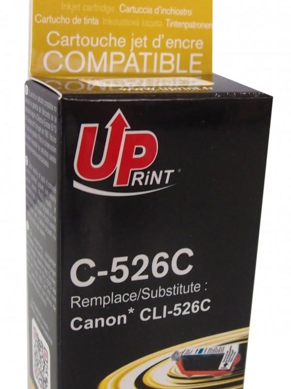 Мастилница UPRINT CLI526 CANON, С чип, Cyan