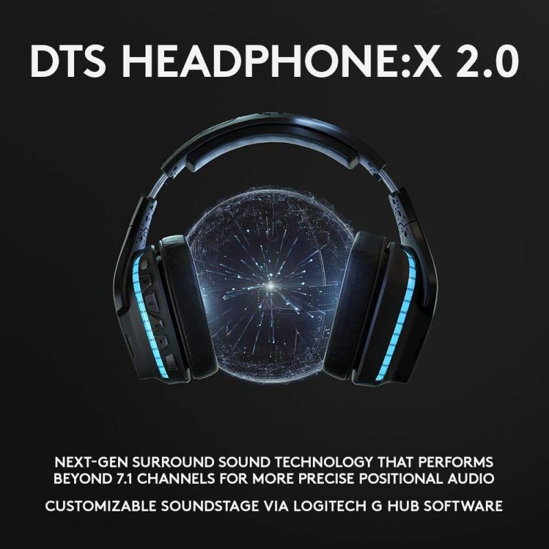Геймърски слушалки Logitech,  G935 7.1 Wireless 7.1 Surround Lightsync, Безжични, Черни - Image 4