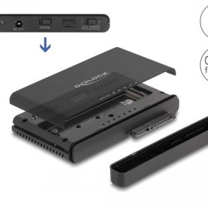 Конвертор Delock, USB-C - 1 x M.2 NVMe SSD + 1 x SATA SSD / HDD, Функция клониране - Image 2