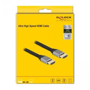 Кабел Delock Ultra High Speed, HDMI мъжко - HDMI мъжко, 48 Gbit/s, 8K 60 Hz, 2 м, Сив - Image 3