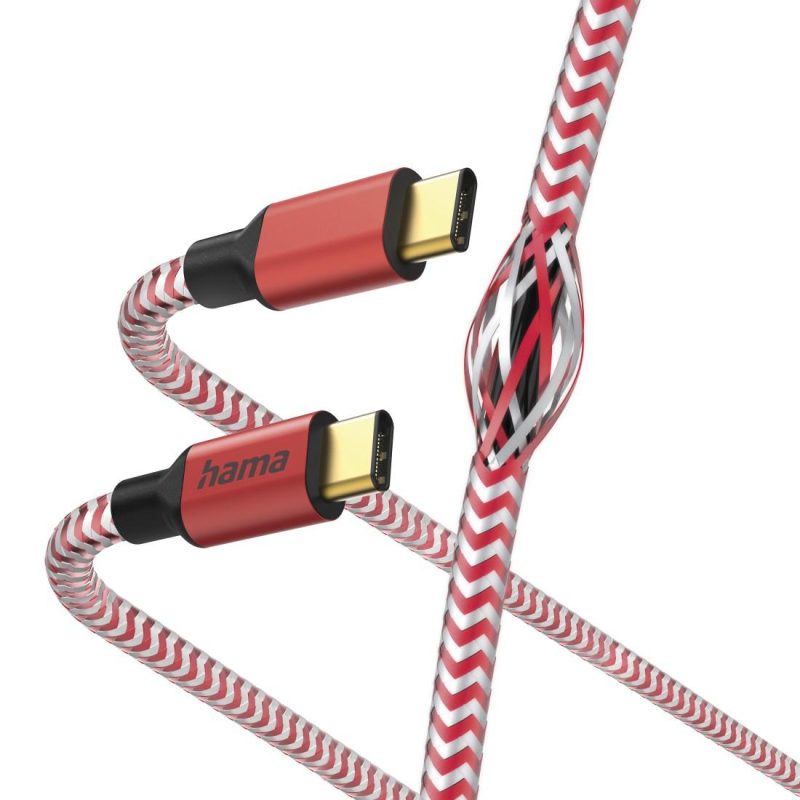 Кабел HAMA Reflective, USB-C мъжко - USB-C мъжко, 1.5 м., Червен - Image 3