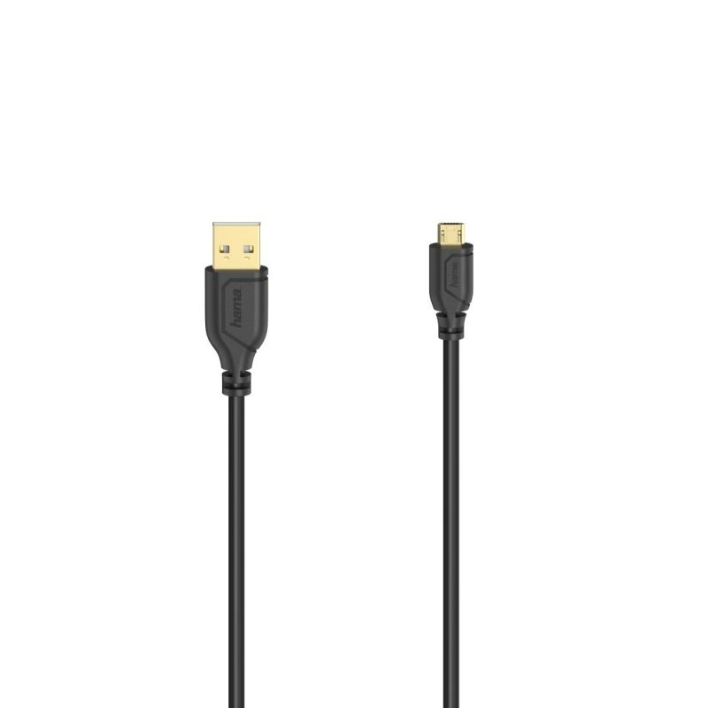 Кабел HAMA Flexi-Slim, USB 2.0 мъжко - micro USB мъжко, 0.75 м., Позлатени конектори, Черен - Image 2