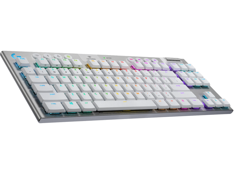 Безжична геймърска механична клавиатура Logitech, G915 TKL White Lightsync RGB, Tactile суичове - Image 4