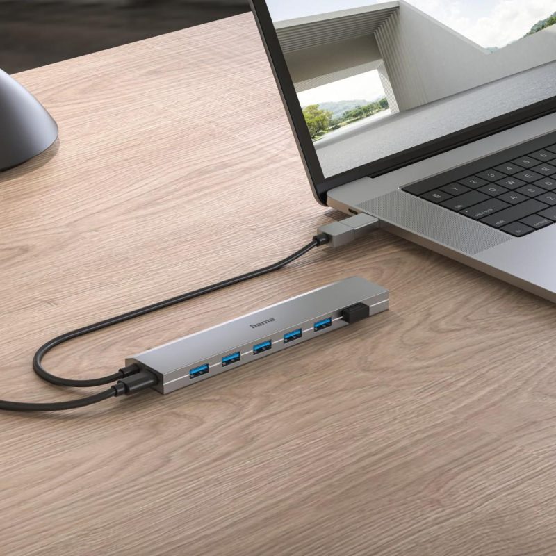 HAMA 7-портов хъб, USB 3.2 Gen 1, 5 Gbit/s, USB-C адаптер със захранване - Image 10