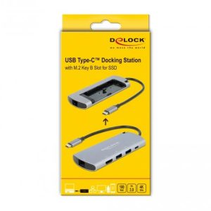 Докинг станция Delock USB-C, M.2 слот за SSD, HDMI, Gigabit LAN, 2xUSB-A, USB-C, Сива - Image 6