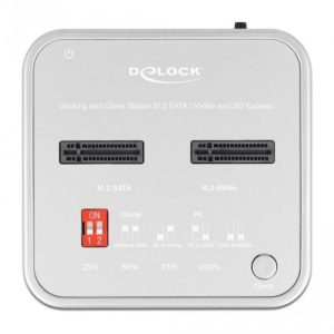 Докинг станция Delock 1 x M.2 NVMe SSD, 1 x M.2 SATA SSD, SD Express Card Reader, Клониране - Image 3