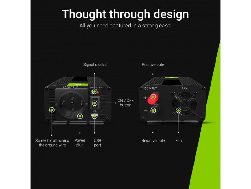 Инвертор GREEN CELL, 12/220V,  DC/AC 1000W/2000W, Модифицирана синусоида - Image 3