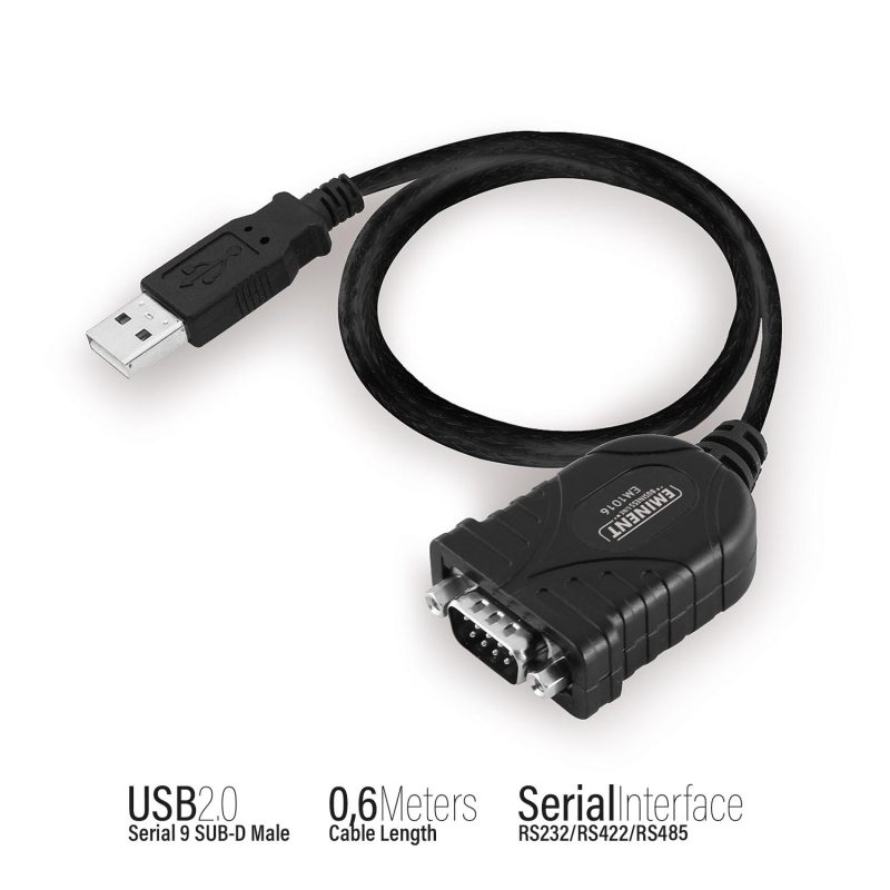Конвертор Ewent USB -  RS232 9 пин мъжко, Черен - Image 2