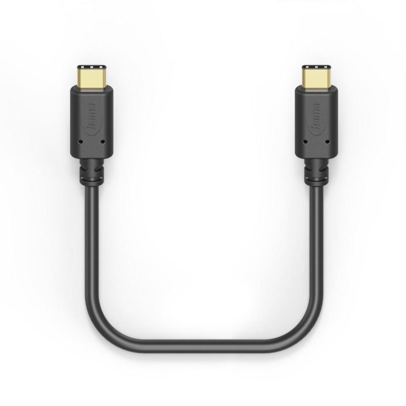 Кабел HAMA USB-C мъжко– USB-C мъжко, 1.5м,480Mb/s, позл.конектори, черен - Image 3