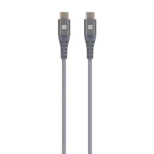 Кабел Skross, USB-C - USB-C, Метална оплетка, 2.0 м, Сив