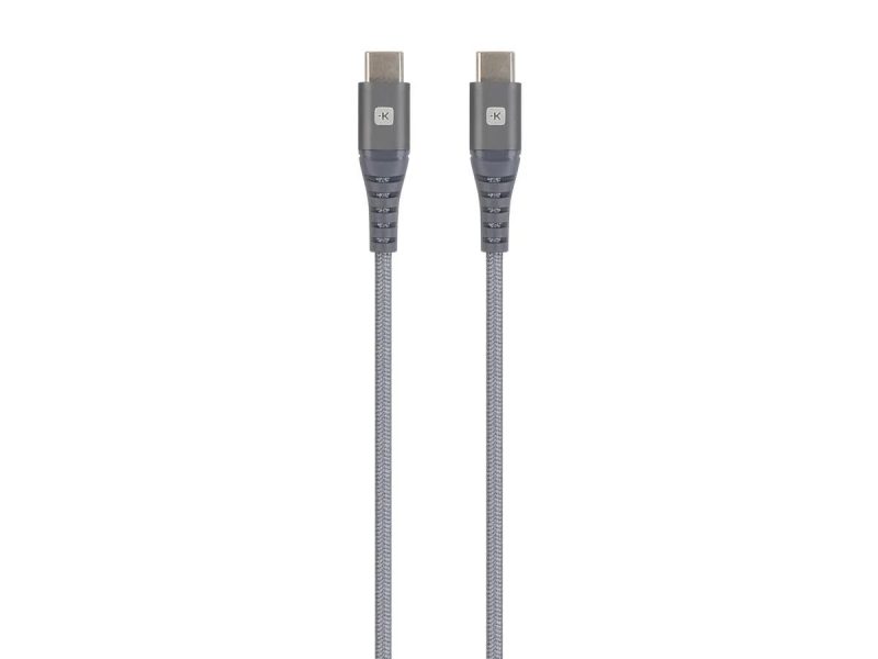 Кабел Skross, USB-C - USB-C, Метална оплетка, 2.0 м, Сив