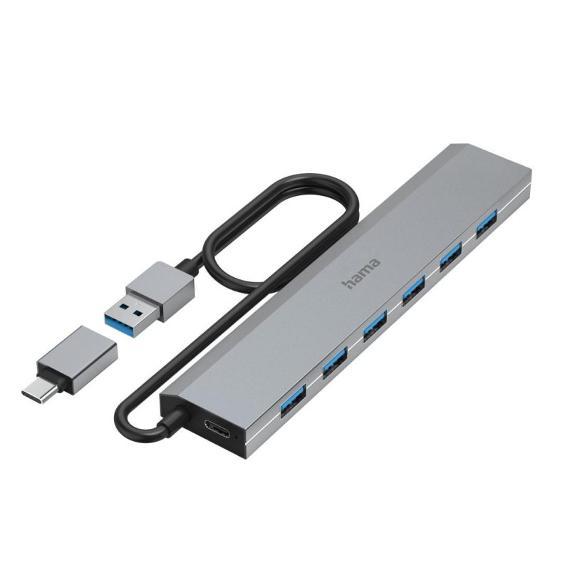 HAMA 7-портов хъб, USB 3.2 Gen 1, 5 Gbit/s, USB-C адаптер със захранване - Image 6