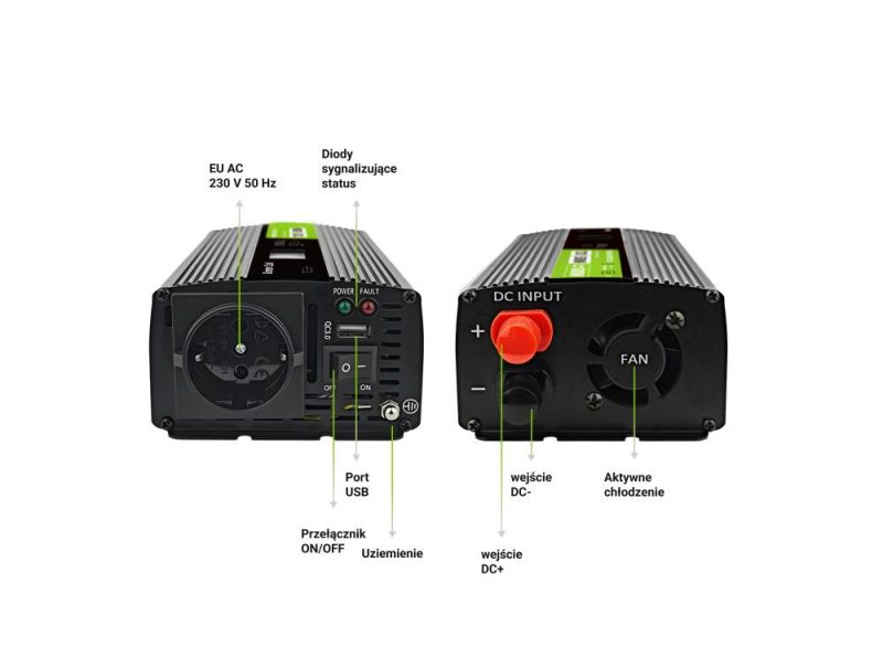 Инвертор GREEN CELL, 12/220V, DC/AC, 500W/1000W INVGC12P500LCD  LCD, Чиста синусоида - Image 6
