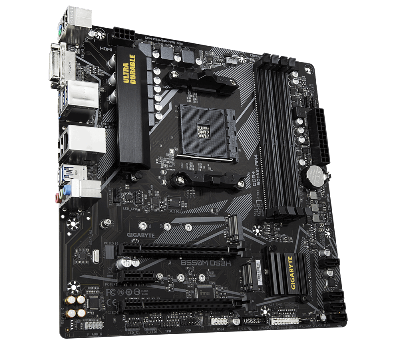 Дънна платка GIGABYTE B550M DS3H, Socket AM4, 4 x DDR4 - Image 3