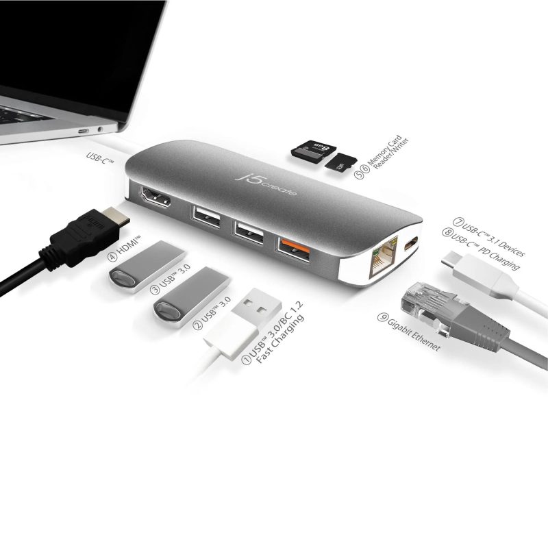 Докинг станция j5create Multi-Port JCD383, USB, HDMI, Ethernet, SD, microSD - Image 4