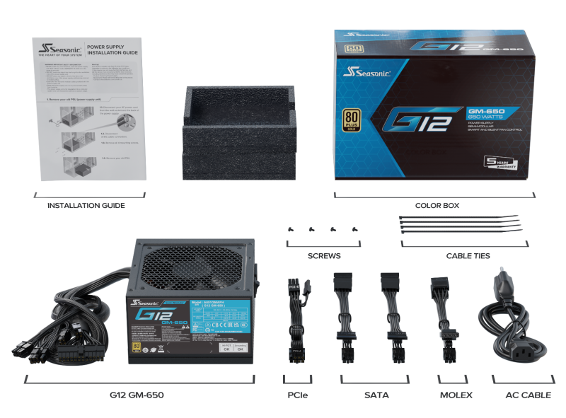 Захранващ блок Seasonic G12 GM-650, 650W, 80+ GOLD - Image 5
