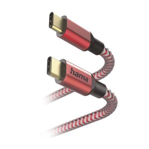 Кабел HAMA Reflective, USB-C мъжко - USB-C мъжко, 1.5 м., Червен - Image 2