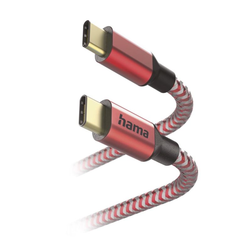 Кабел HAMA Reflective, USB-C мъжко - USB-C мъжко, 1.5 м., Червен - Image 2