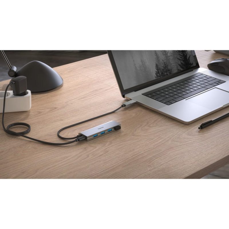 HAMA 4-портов хъб, USB 3.2 Gen 1, 5 Gbit/s, USB-C адаптер, авт. захранване - Image 4