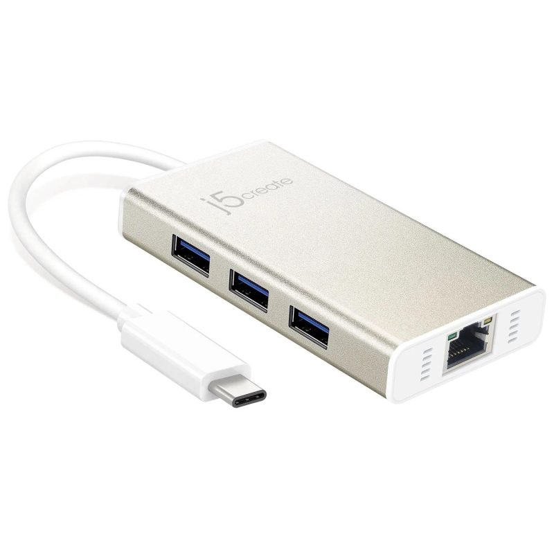 Хъб 3-портов J5create JCH471, USB-C 3.1, USB-A 3.0, Gigabit Ethernet - Image 2