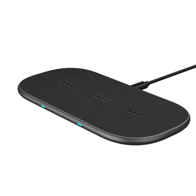Безжично зарядно RAPOO XC260, Qi, Двойно, 7.5W/10W, Черен