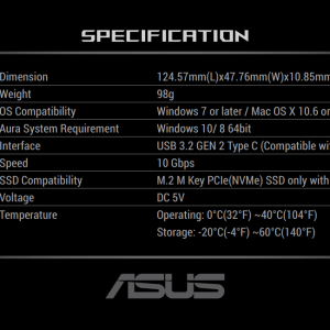 Чекмедже за SSD ASUS ROG Strix Arion Lite, Черен - Image 4