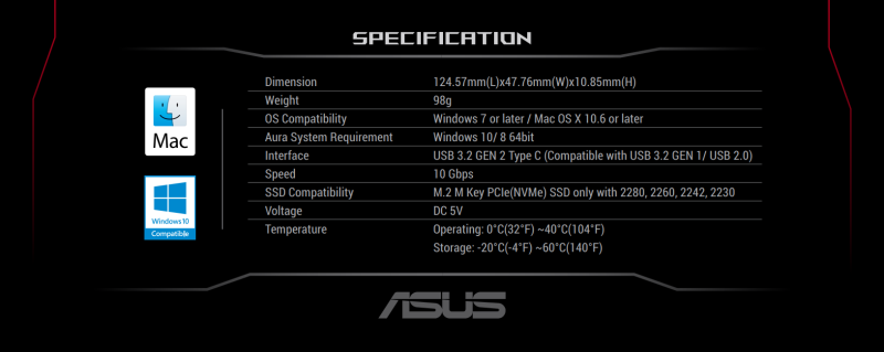 Чекмедже за SSD ASUS ROG Strix Arion Lite, Черен - Image 4