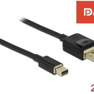 Кабел Delock Mini DisplayPort мъжко - DisplayPort мъжко, 2.0м, 8K 60 Hz, Черен - Image 2