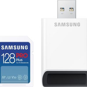 Карта памет Samsung PRO Plus, SD Card, 128GB, USB Четец, Бяла