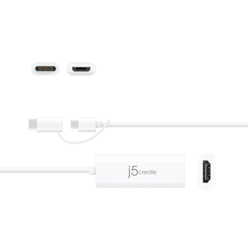 Видео адаптер j5create JUA165C, За андроид, USB-C/USB-B мъжко - HDMI женско, Бял - Image 2