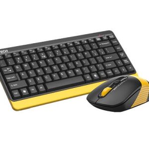 Комплект клавиатура и мишка A4TECH Fstyler FG1110, Безжичен, Черен/Жълт - Image 2