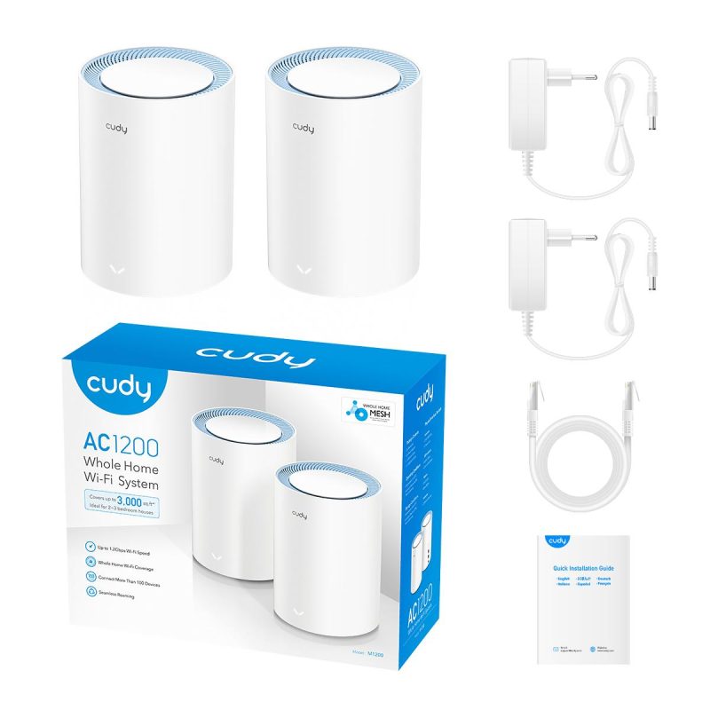 Безжична Mesh система Cudy M1200 2, AC1200 Dual Band, 2.4/5 GHz, 300 -  867 Mbps, 2 броя - Image 4