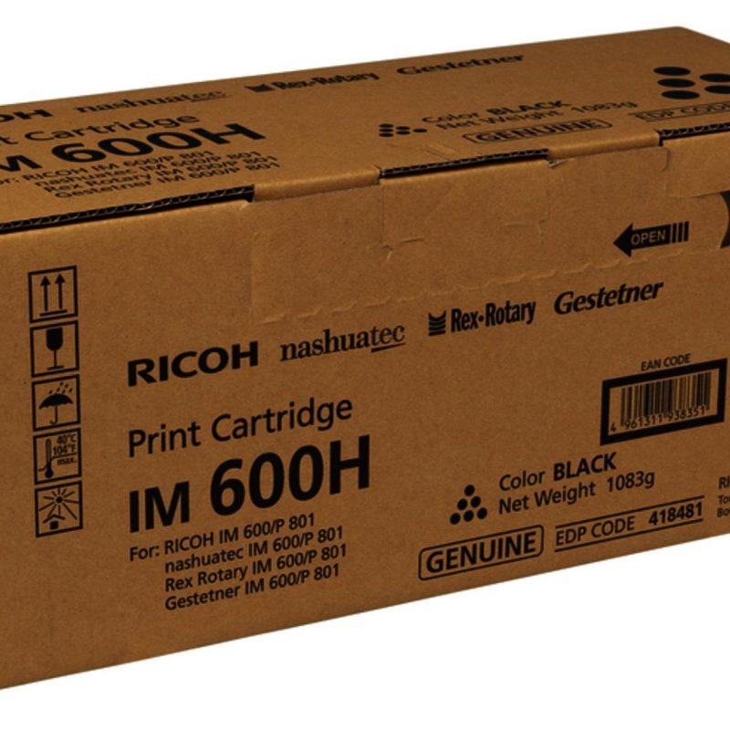 Тонер касета Ricoh IM 600H, За Ricoh P801, IM600F, 40000 копия, Черен