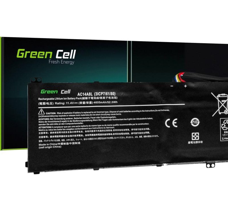 Батерия  за лаптоп GREEN CELL,  Acer Aspire Nitro V15 VN7-571G VN7-572G VN7-591G VN7-592G i V17 VN7-791G VN7-792G AC14A8L, 11.4V, 3800mAh