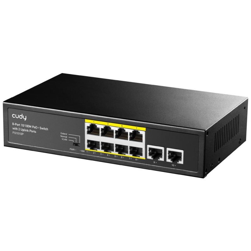 Суич Cudy FS1010P, 8 портов, 10/100, PoE+ Switch 120W, 2 x Uplink порта - Image 2